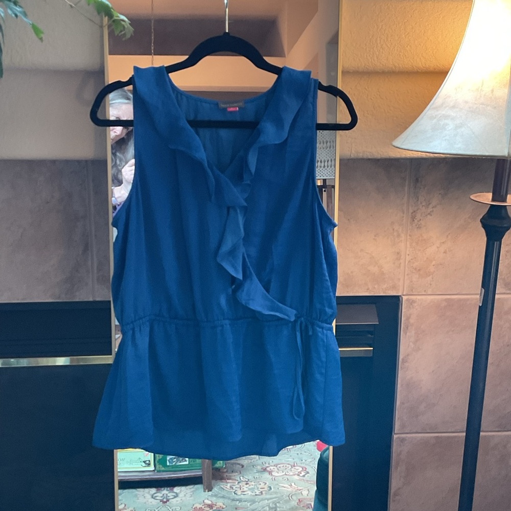 Vince Camuto Blue Ruffled Peplum Blouse